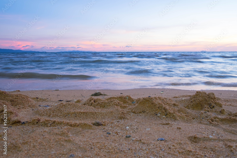 Sea of Thailand at sunset time in blue tones Sea of Thailand at sunset time in blue tones