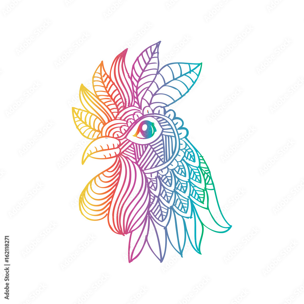 Fototapeta premium Rooster head in zentangle style.