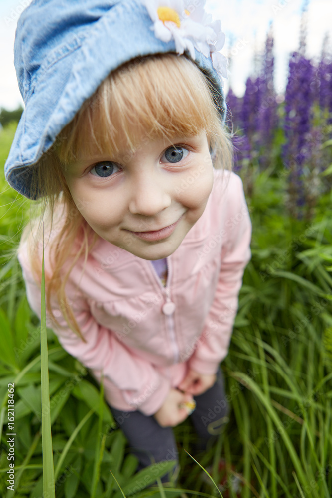 young pretty girl child outdoors