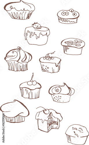 Sweet cakes and muffins 