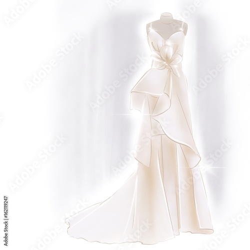 Beautiful Ruffle Wedding Gown in Manequin