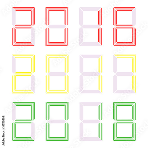 Set of digital countdown time with 2016,2017 and 2018.New Year concept