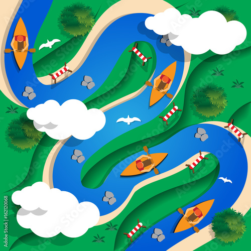 Slalom Kayak. View from above. Vector illustration.