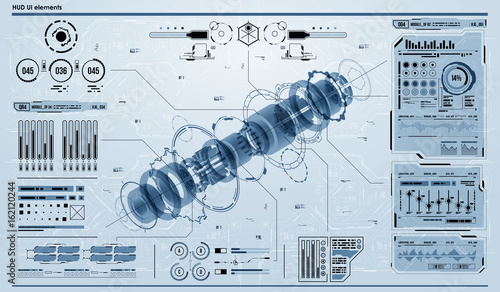 Conceptual template with HUD elements. Background with futuristic user interface. Design concept with Head-up Display elements.
