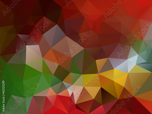 vector abstract irregular polygon background with a triangle pattern in vibrant red, green, yellow and orange color