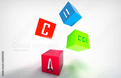 Falling 3D cubes with alphabet