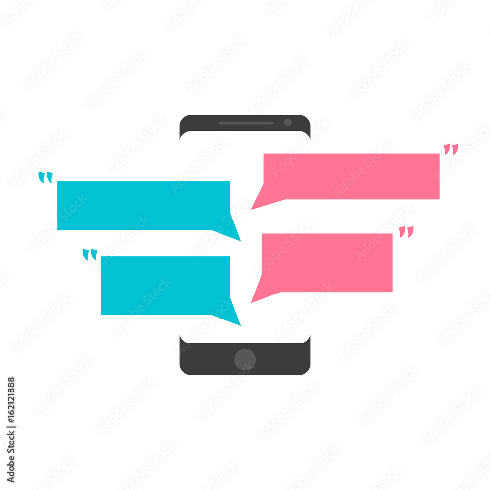 Phone chat message. Speech Bubble icons with smartphone. Communication concept Phone chat message. Speech Bubble icons with smartphone. Communication concept