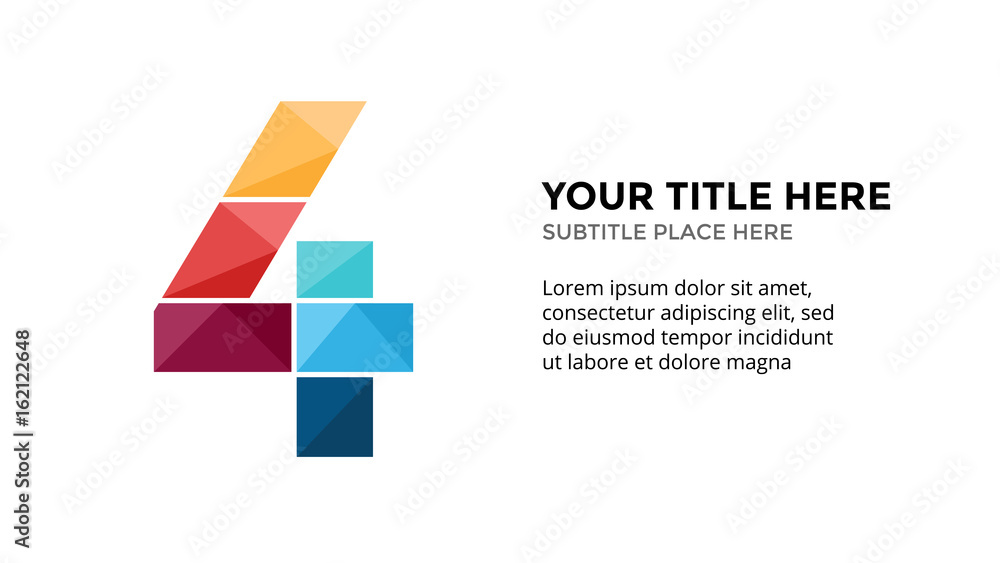 © theseamuss - Vector alphabet infographic. Presentation slide template. Business font concept with number 4 and place for your text. 16x9 aspect ratio.