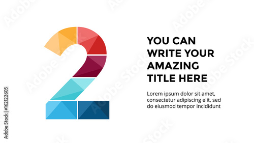 Vector alphabet infographic. Presentation slide template. Business font concept with number 2 and place for your text. 16x9 aspect ratio.
