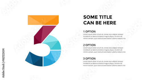 Vector alphabet infographic. Presentation slide template. Business font concept with number 3 and place for your text. 16x9 aspect ratio.