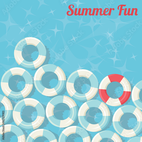 Summer Fun- Swimming Pool Floating Rings Background - vector eps10 #162129083