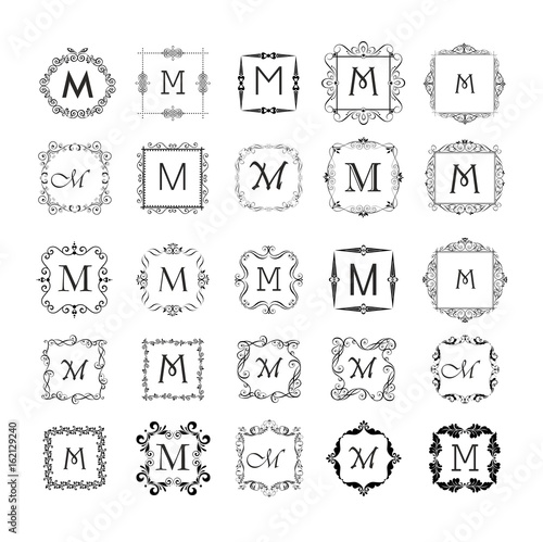 Vintage frames collection for monogram, wedding design, menu card, restaurant, cafe, hotel, jewellery store, logo templates