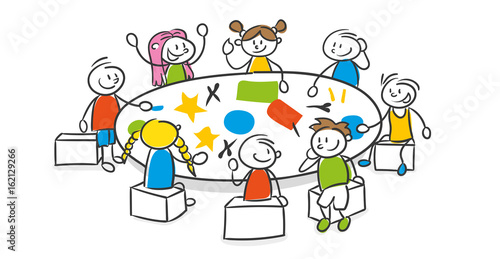 Strichfiguren Kinder bunt Kinderzimmer Kindergarten