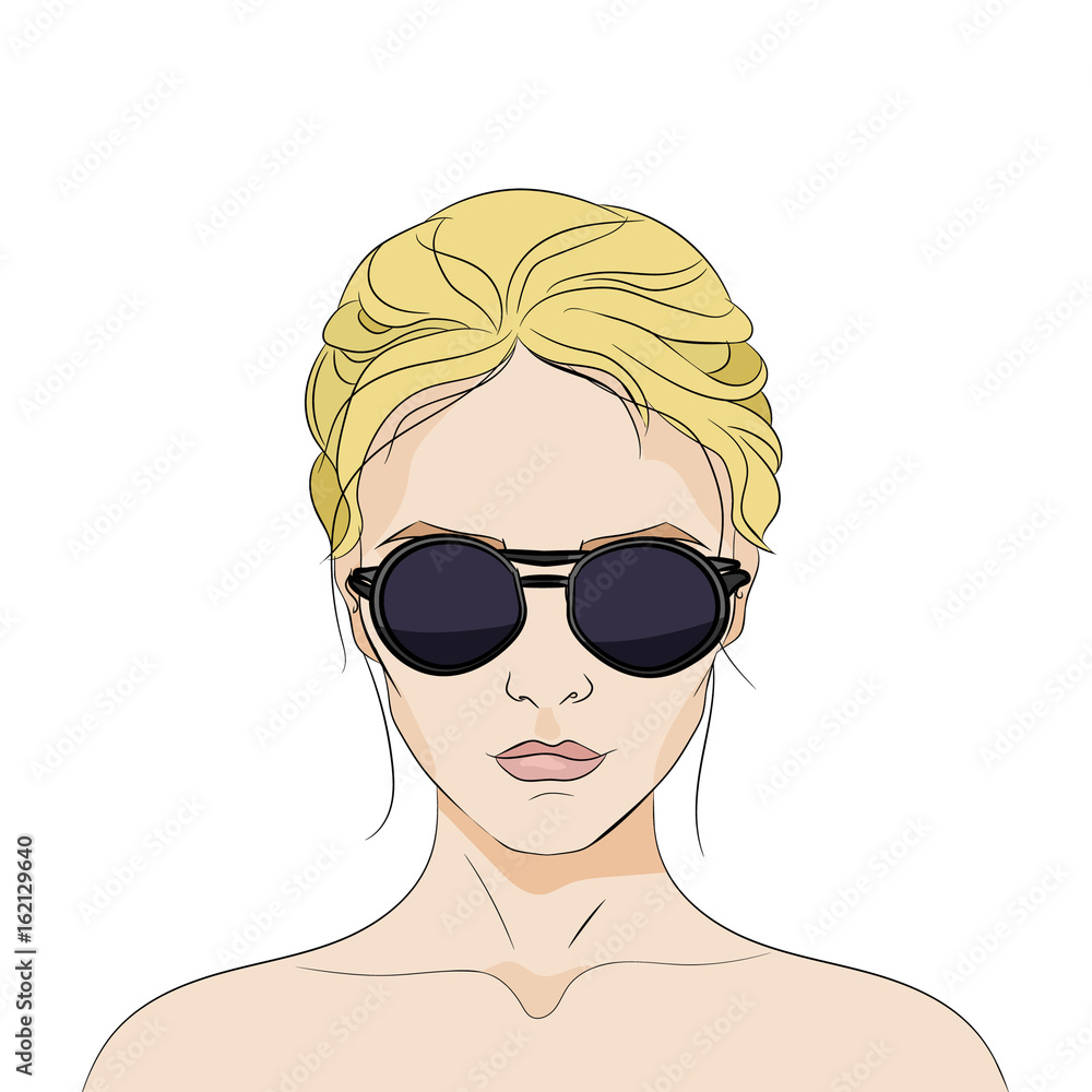 Woman wearing sunglasses on white background Woman wearing sunglasses on white background