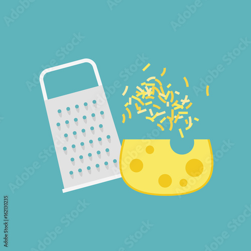 cheese grater and cheese, flat design icon