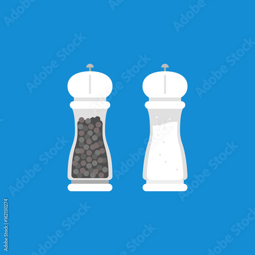 pepper grinder and salt grinder in flat design