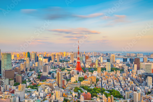 Tokyo skyline  with Tokyo Tower in Japan photo