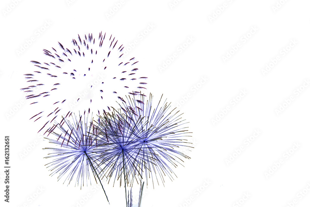 Obraz premium set of fireworks isolated on white backdrop