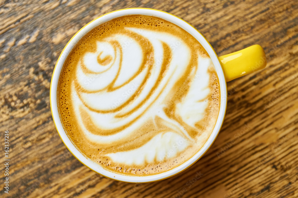 Latte art rose. Top view of coffee cup. Latte art rose. Top view of coffee cup.