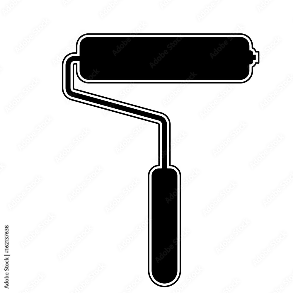 Paint roller the black color icon . Paint roller the black color icon .