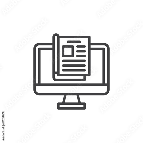 Online magazine line icon, outline vector sign, linear style pictogram isolated on white. Symbol, logo illustration. Editable stroke. Pixel perfect graphics