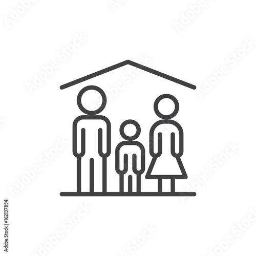 Family home line icon, outline vector sign, linear style pictogram isolated on white. Symbol, logo illustration. Editable stroke. Pixel perfect graphics