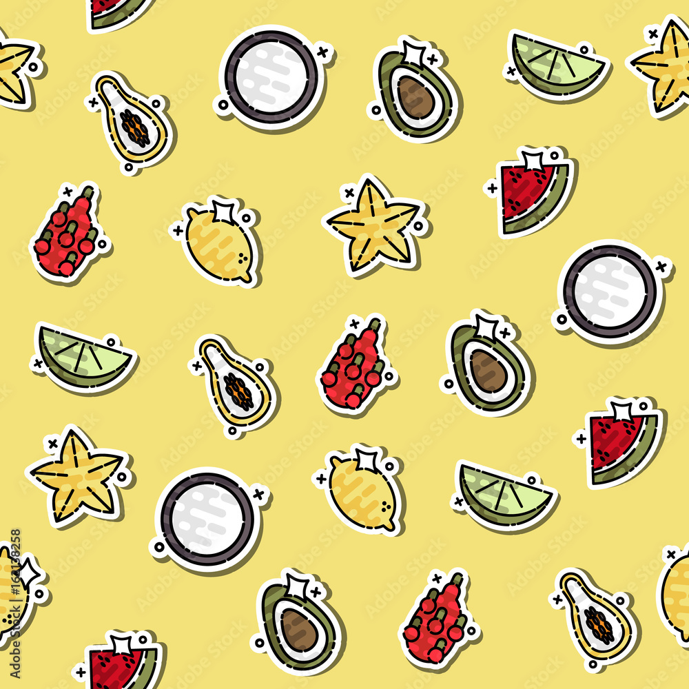 Colored Tropical fruit concept icons pattern