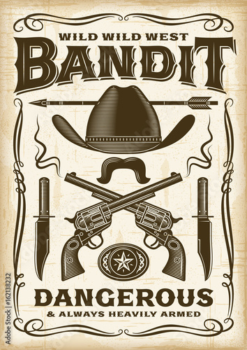 Vintage Wild West Bandit Poster