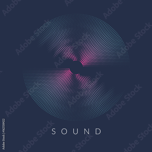 Poster of the sound wave. Vector illustration on dark background