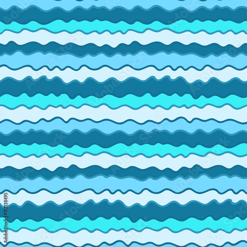 Colorful hand drawn seamless blue sea waves pattern, marine texture for textile, bath and swim suits covers, wrapping paper