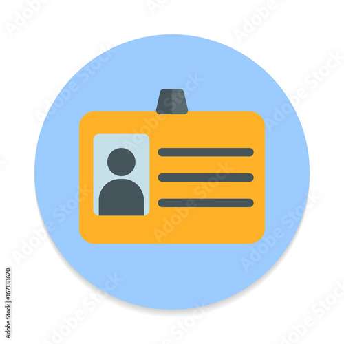 User id badge flat icon. Round colorful button, circular vector sign. Flat style design