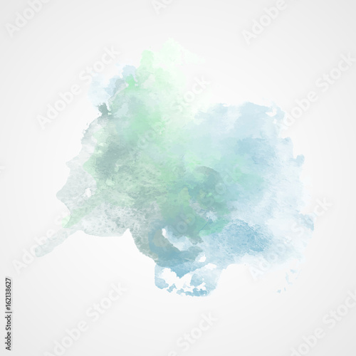 Watercolor Splash with gradient effect. Bright colorful grunge blob. Fashion, beauty,  posters and banners graphic design. Green and blue sea colors.