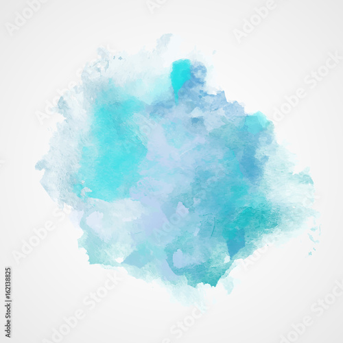 Watercolor Splash with gradient effect. Bright colorful grunge blob. Fashion, beauty, posters and banners graphic design. Soft Blue color.