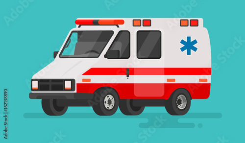 Ambulance car on an isolated background. Vector illustration in a flat style