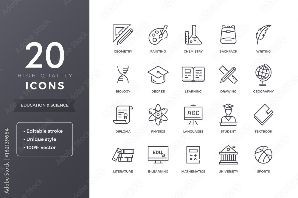 Education and Science Line Icons Education and Science Line Icons