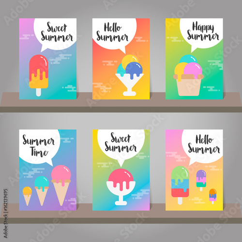 Set of summer background for template design. Vector illustration.