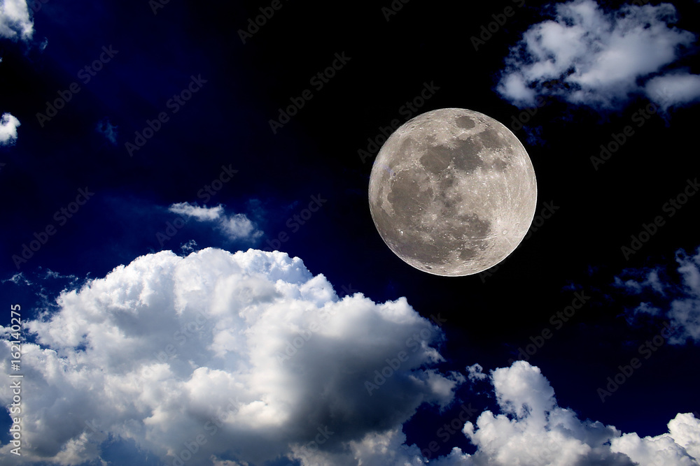 big moon blue sky night clouds background supermoon