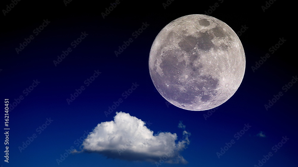 big moon blue sky night clouds background supermoon