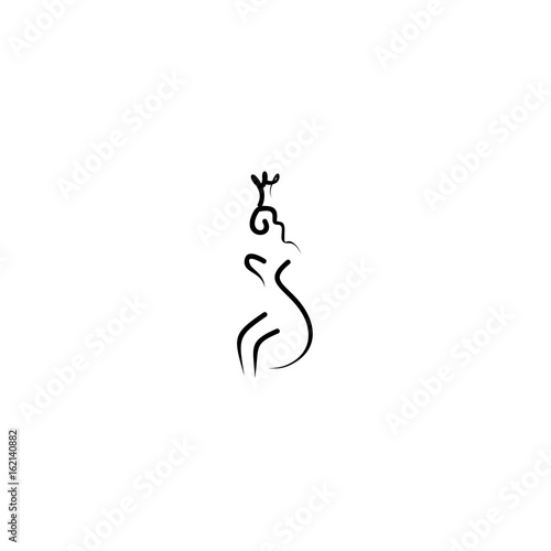 sitting queen vector line illustration