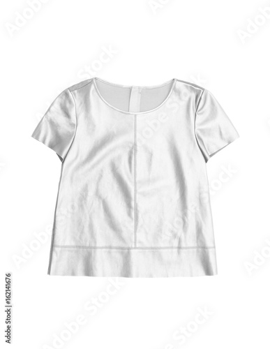 women's white leather shirt, isolated on white background