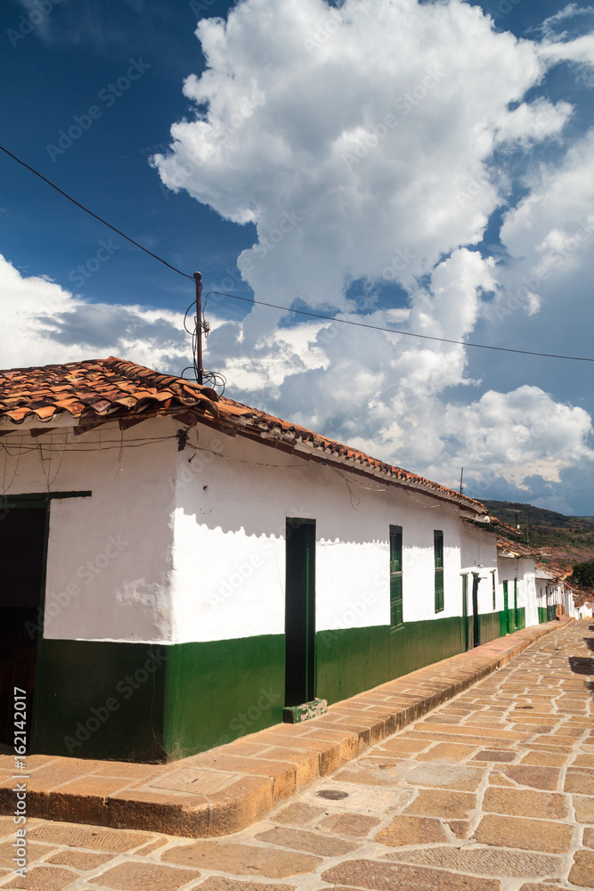  Old colonial houses in Barichara village, Colombia