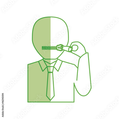 Closed zipped mouth