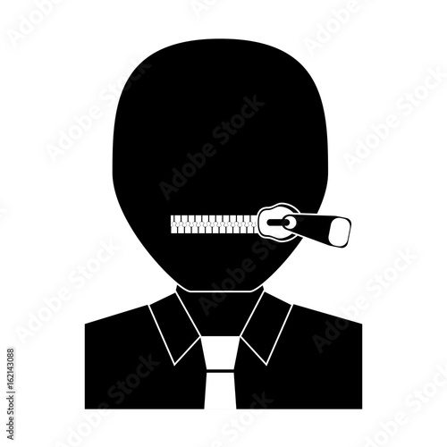 Closed zipped mouth