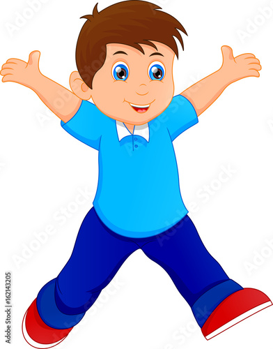 cute Happy boy waving