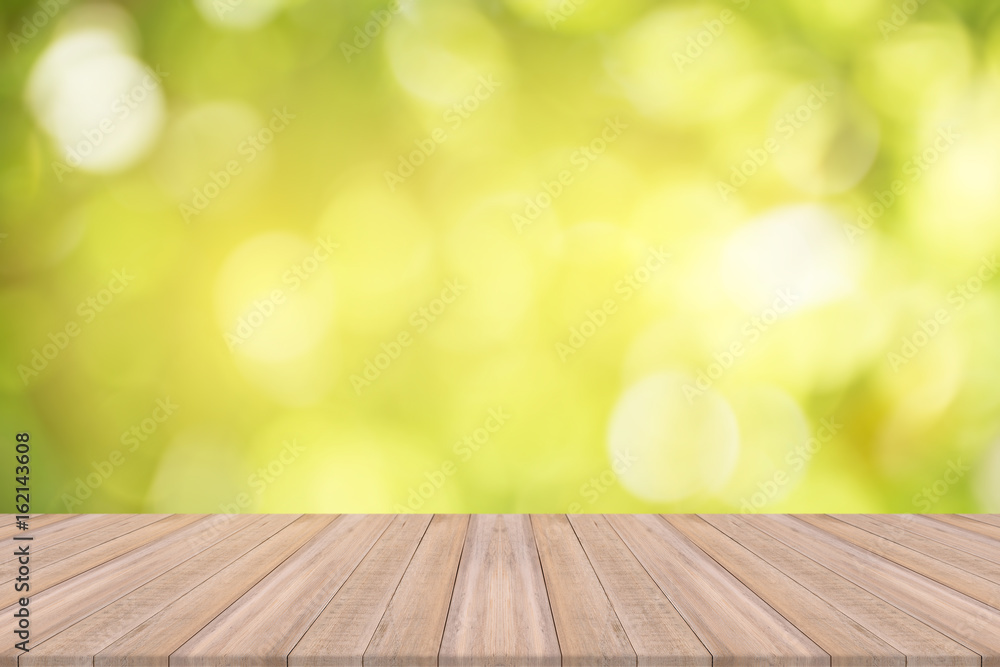 Empty wooden table with natural background,Free space for product editing