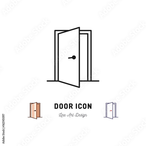 Open Door icon, Vector thin line art symbol