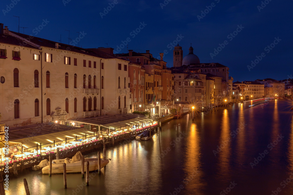 Long Exopsure of the Grand Canal at night, Venice