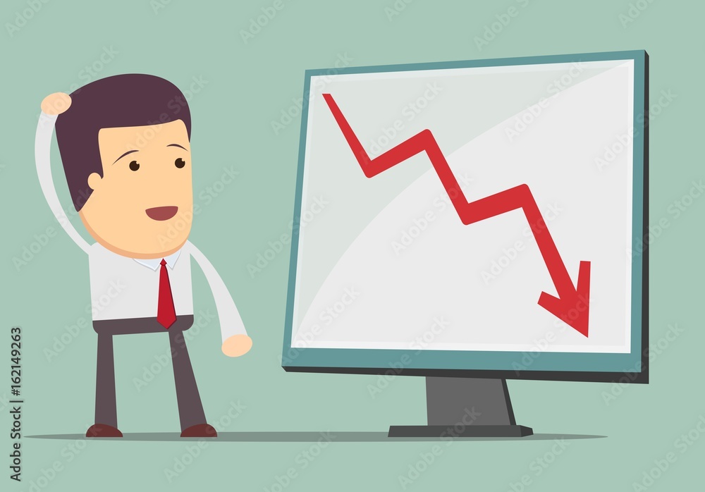 Business man and fall chart line. For use in presentations. Vector Business man and fall chart line. For use in presentations. Vector