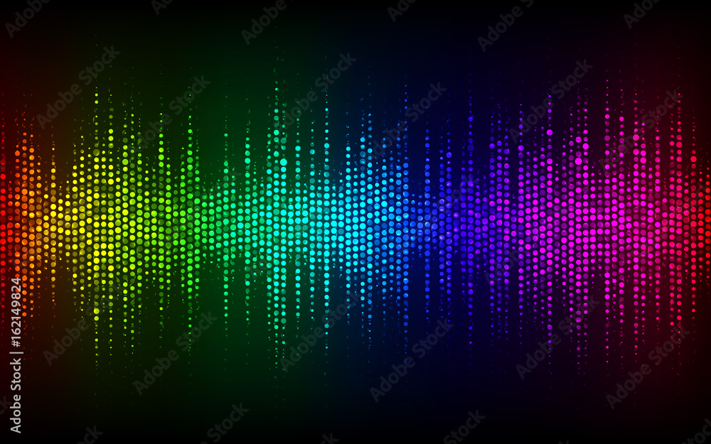 Abstract Sound Wave  energy sound music equalizer with  colored rainbow lights  illustration EPS 10 Stock Vector |  Adobe Stock