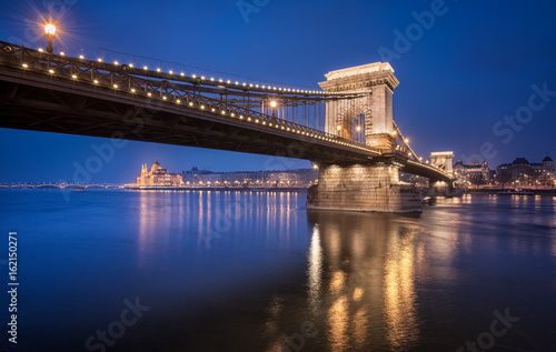 Photography Chain Bridge in Budapest in blue hour